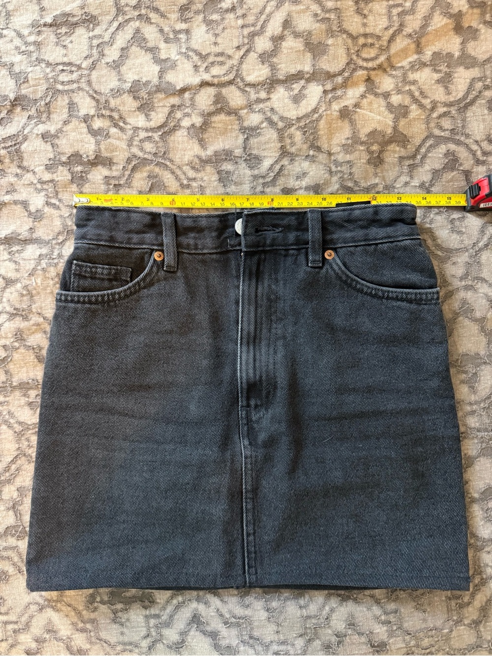Monki Black Denim Pencil Skirt XS/0 EU 32